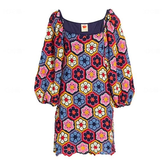 FARM RIO Flower Crochet Mini Dress - Picture 2 of 10